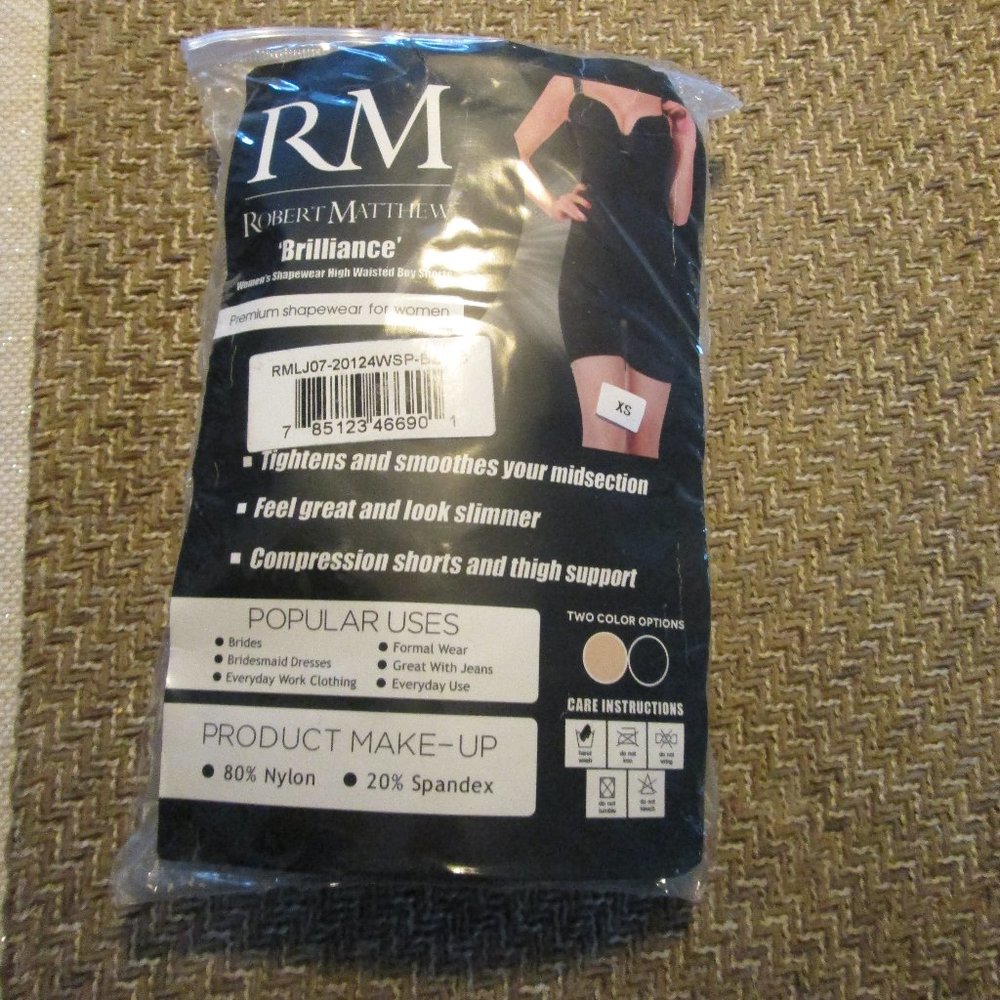 NWT ROBERT MATTHEW Brilliance Shapewear Tightens & Slims High Waisted Shorts XS